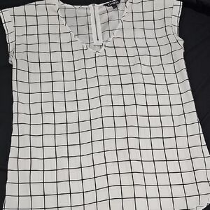 Express Black and White Checkered Blouse